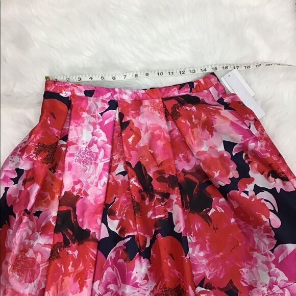 My Michelle Pink Pleated Floral Print Flare Mini Skirt Size 13 - Picture 4 of 8